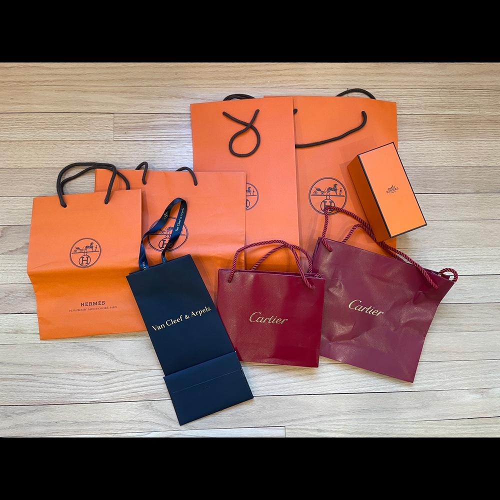 Auth EMPTY Hermes Cartier Van Cleef shopping bags